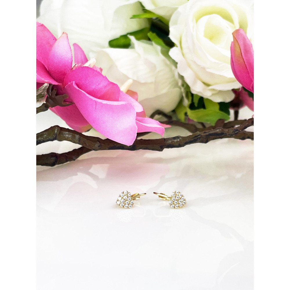 Gold Ohrringe Mit Zirconia Herzen Ohrhänger Ohrstecker Ohrschmuck Gelbgold