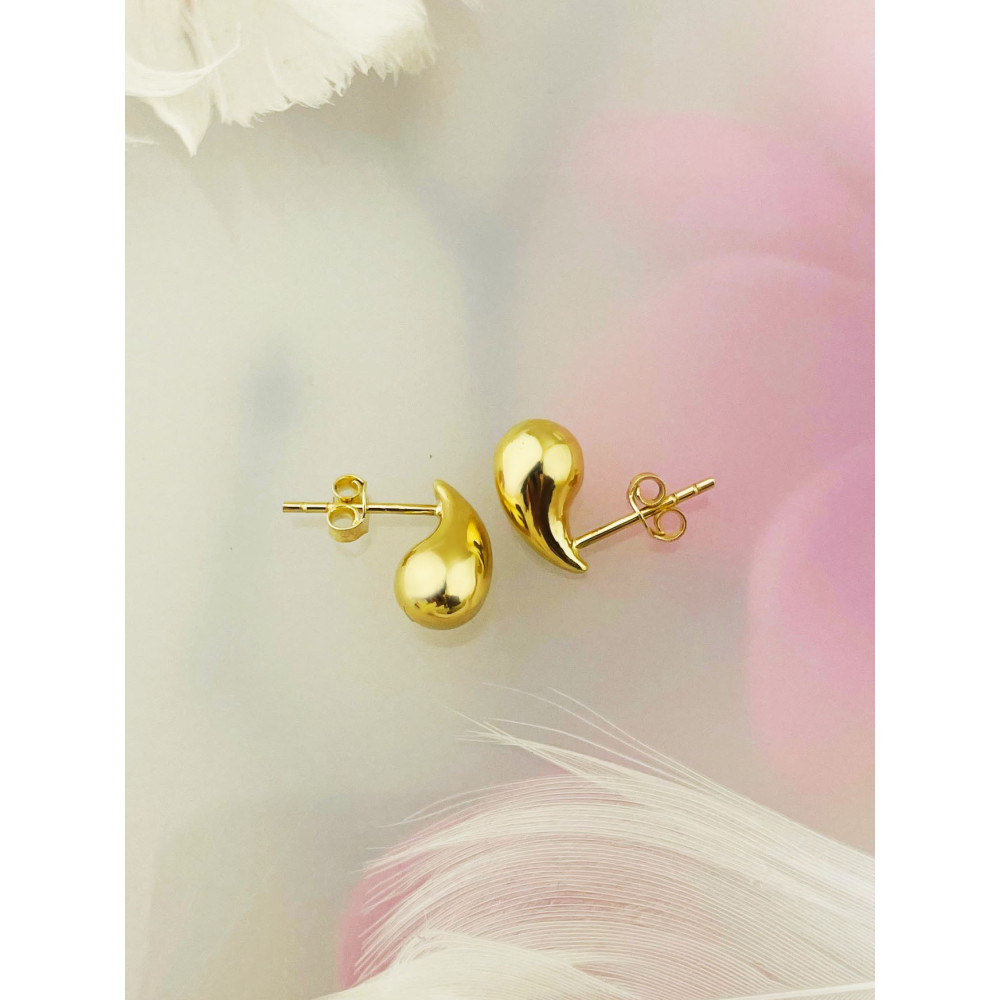 Złote kolczyki łezki dmuchane kropelki gładkie polerowane