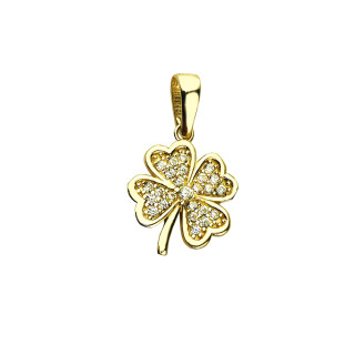 Anhänger Gelbgold mit Zirkonia Goldanhänger  vierblättriges Kleeblatt 585er 14KT