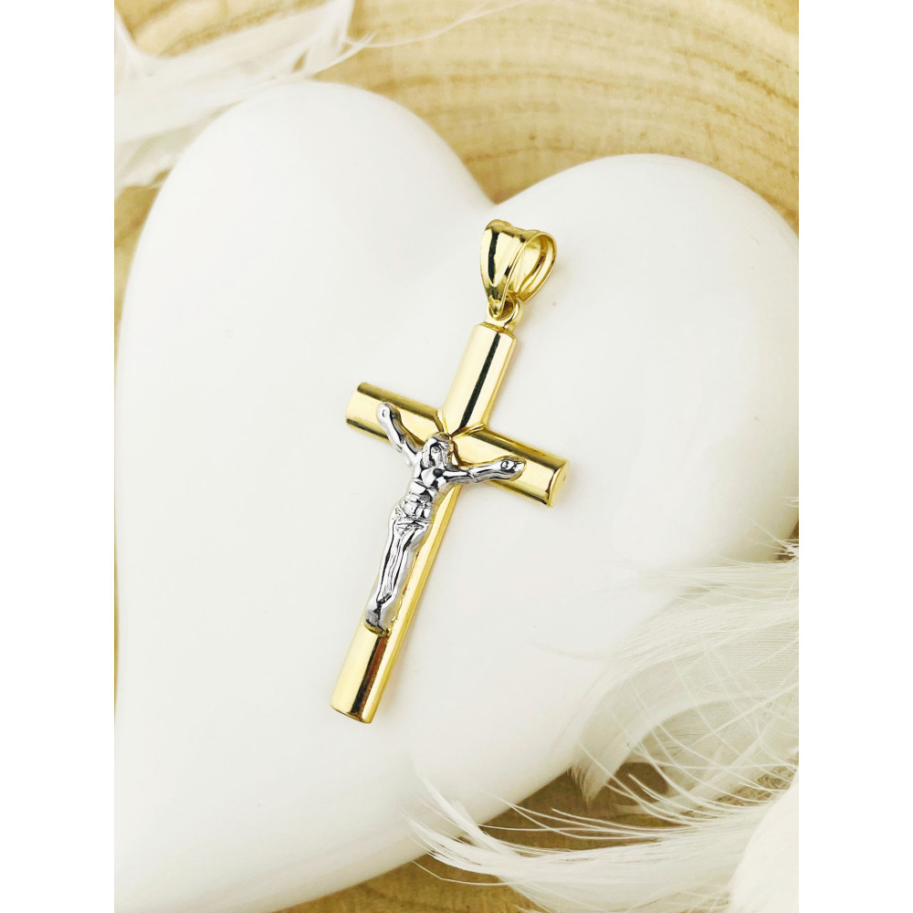 Goldanhänger Kettenanhänger Gold Anhänger Kreuz mit Jesus Goldkreuz Erstkommunion Gelbgold 585er 14KT