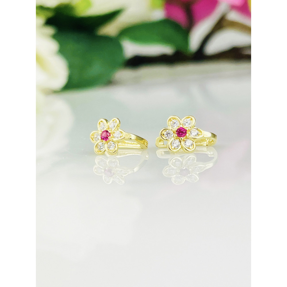 Gold Ohrringe Blumen Mit Zirkonia Ohrhänger Ohrstecker Ohrschmuck Paar Gelbgold