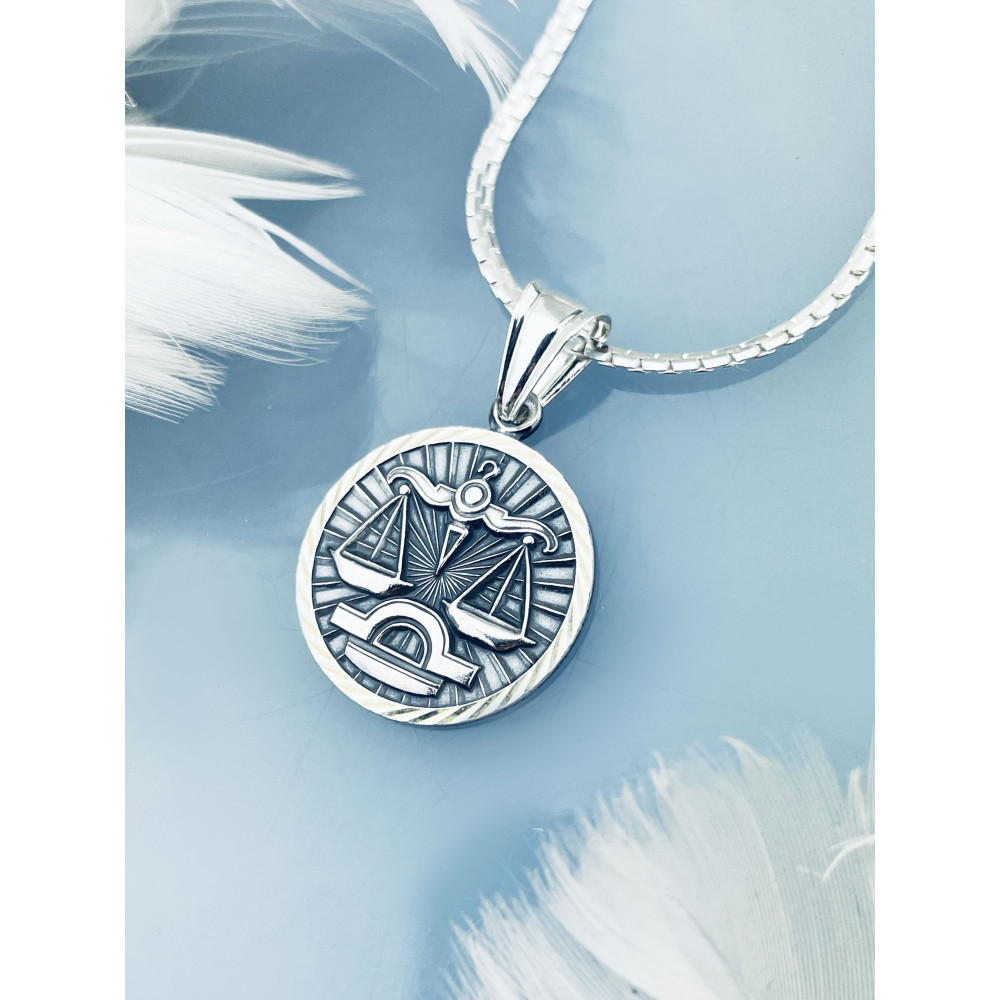 Srebrna zawieszka wisiorek znak zodiaku waga