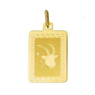 Złoty wisiorek zawieszka z greckim wzorem znak zodiaku koziorożec