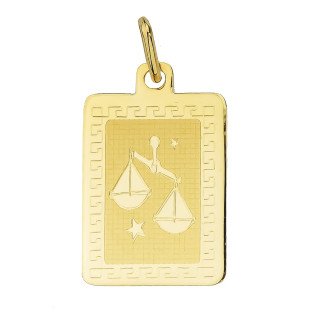 Złoty wisiorek zawieszka z greckim wzorem znak zodiaku waga