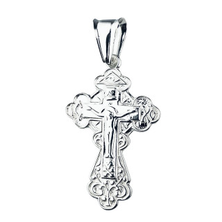 Silber Anhänger orthodoxes Kreuz mit Jesus Christus Erstkommunion Taufe