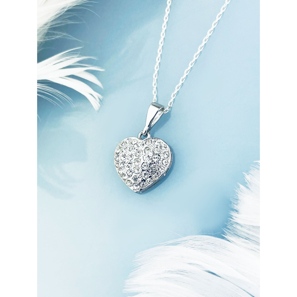 925 Silber Damen Medaillon Anhänger Herz mit Zirkonia
