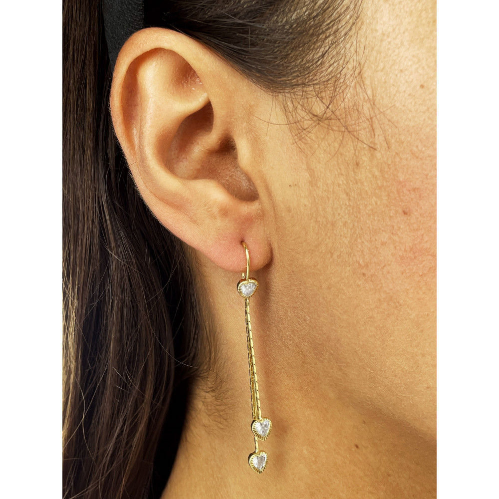 Ohrringe Herzen Ohrhänger Ohrstecker Ohrschmuck Gelbgold Paar