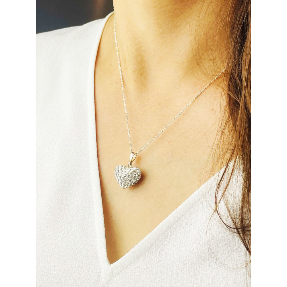 925 Silber Damen Medaillon Anhänger Herz mit Zirkonia