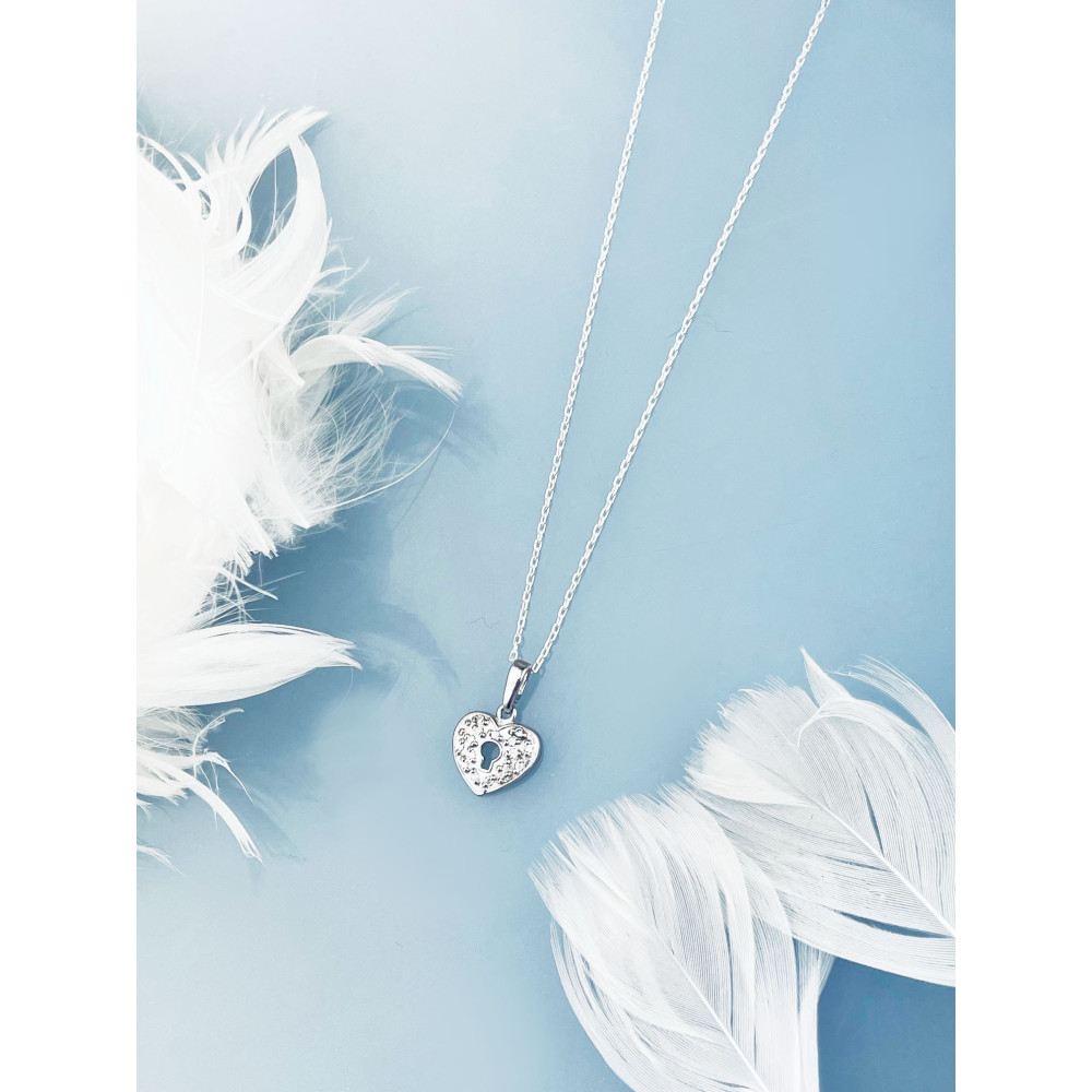 925 Silber Damen Medaillon Anhänger Herz mit Zirkonia