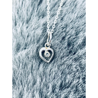 925 Silber Damen Medaillon Anhänger Herz mit Zirkonia