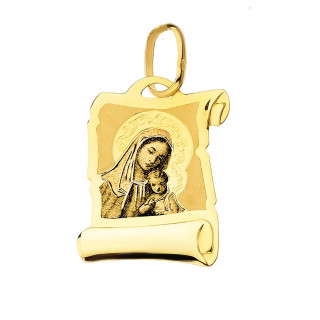 Anhänger Madonna Maria mit Jesuskind Goldanhänger Papyrus