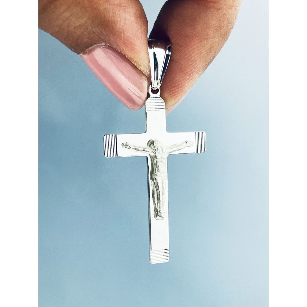 Silber Anhänger Kreuz mit Jesus Christus Erstkommunion Taufe