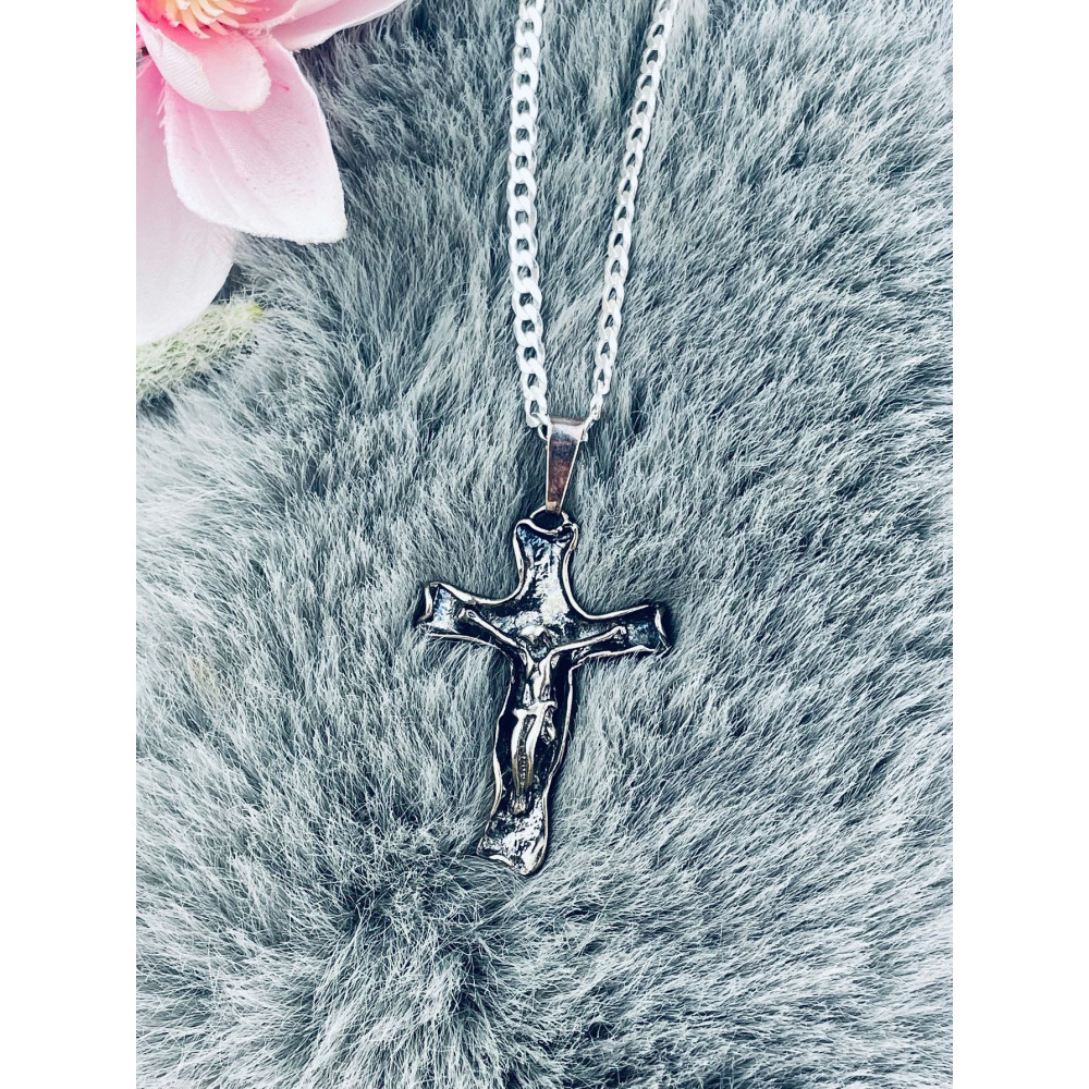 Silber 925er Anhänger Kreuz  mit Jesus Erstkommunion Taufe