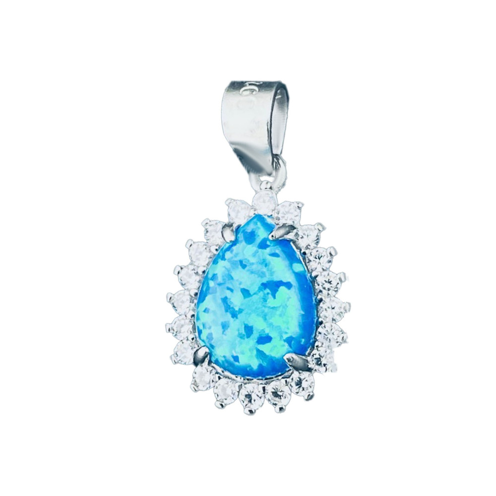 Träne 925 Silber Damen Medaillon Anhänger mit Opal und Zirkonia