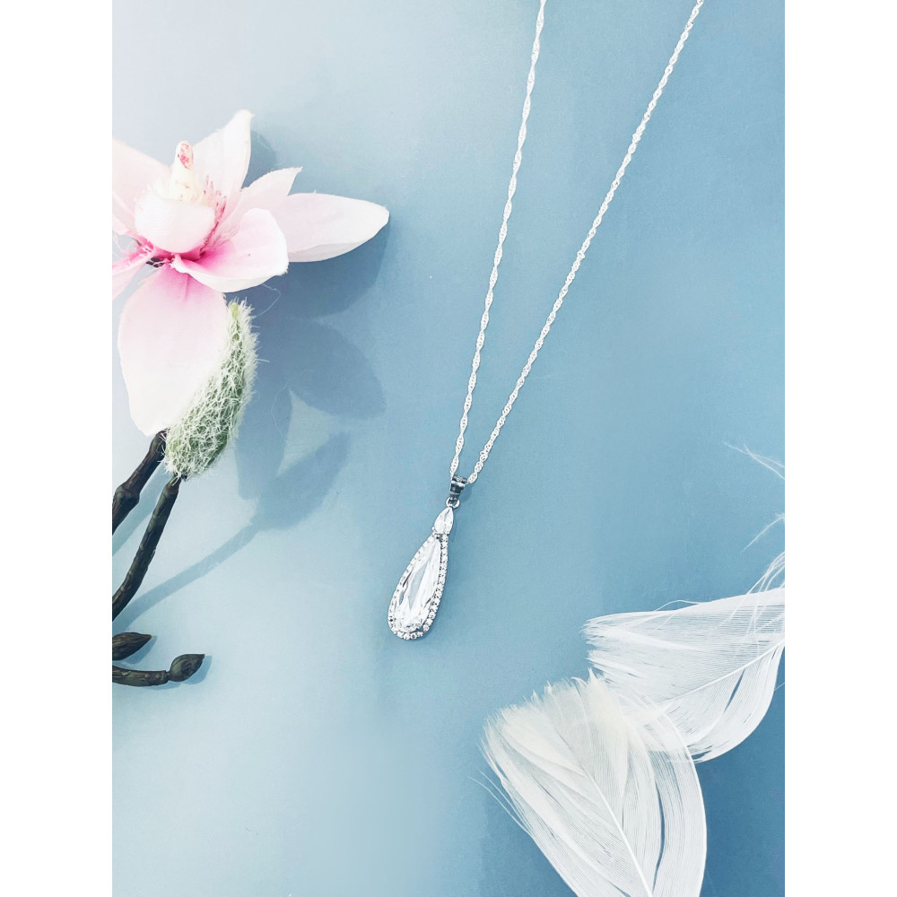 Träne 925 Silber Damen Medaillon Anhänger mit Zirkonia