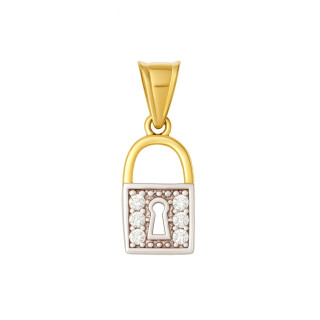 Anhänger Vorhängeschloss Bicolor Zweifarbig Gold Goldanhänger mit Zirkonia 585er 14KT