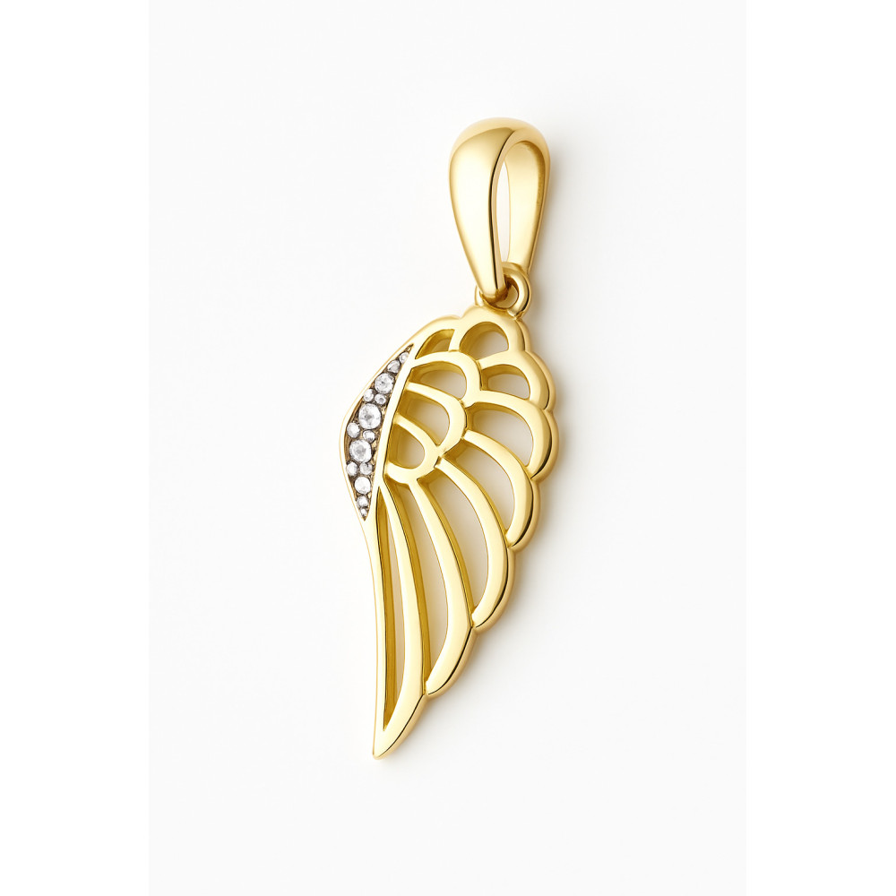 Anhänger Flügel Kettenanhänger Bicolor Zweifarbig Gold Goldanhänger mit Zirkonia