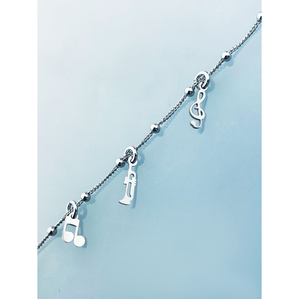 Musik 925 Silber Ankerkette Armband