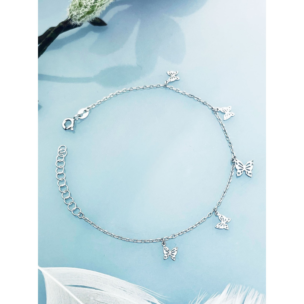Schmetterling 925 Silber Ankerkette Armband