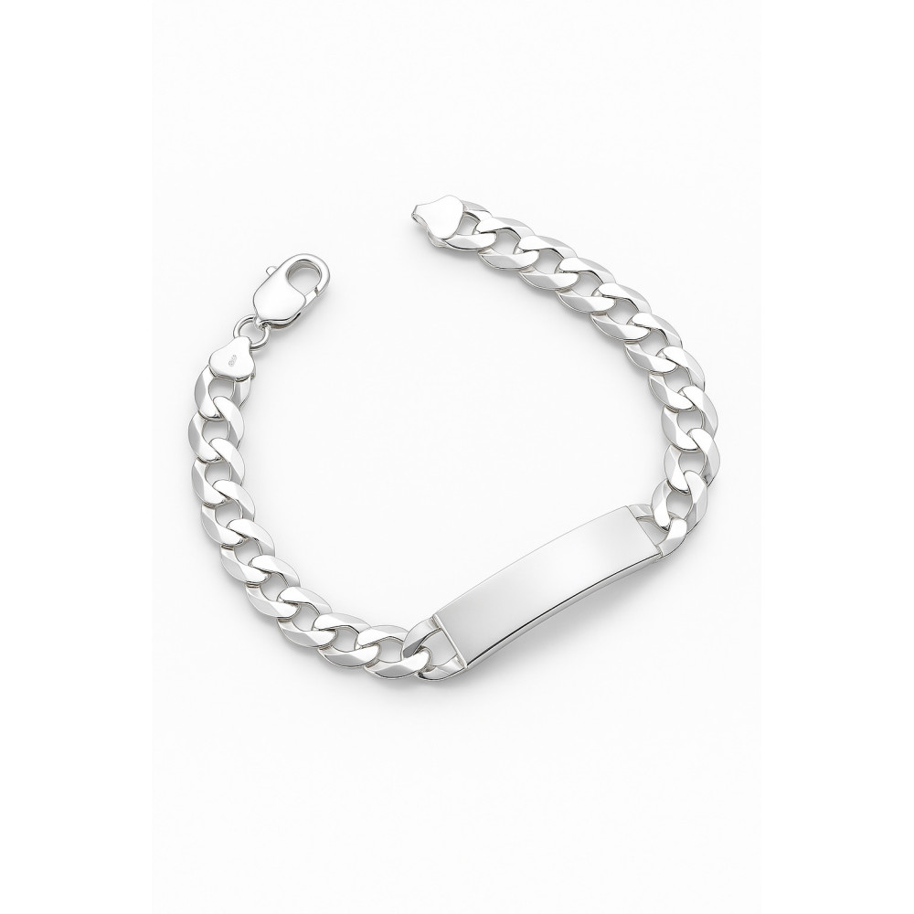 Silber 925 Panzerkette Armband mit Gravurplatte