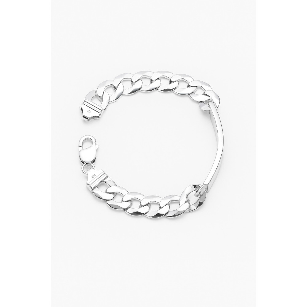 Silber 925 Panzerkette Armband mit Gravurplatte