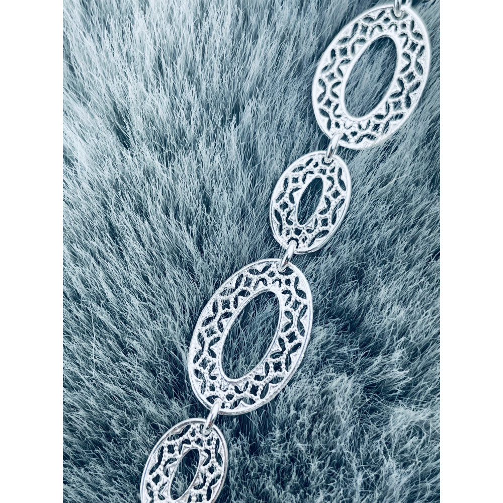 Silber Armband filigran modular - ovale, gewellte Elemente 925