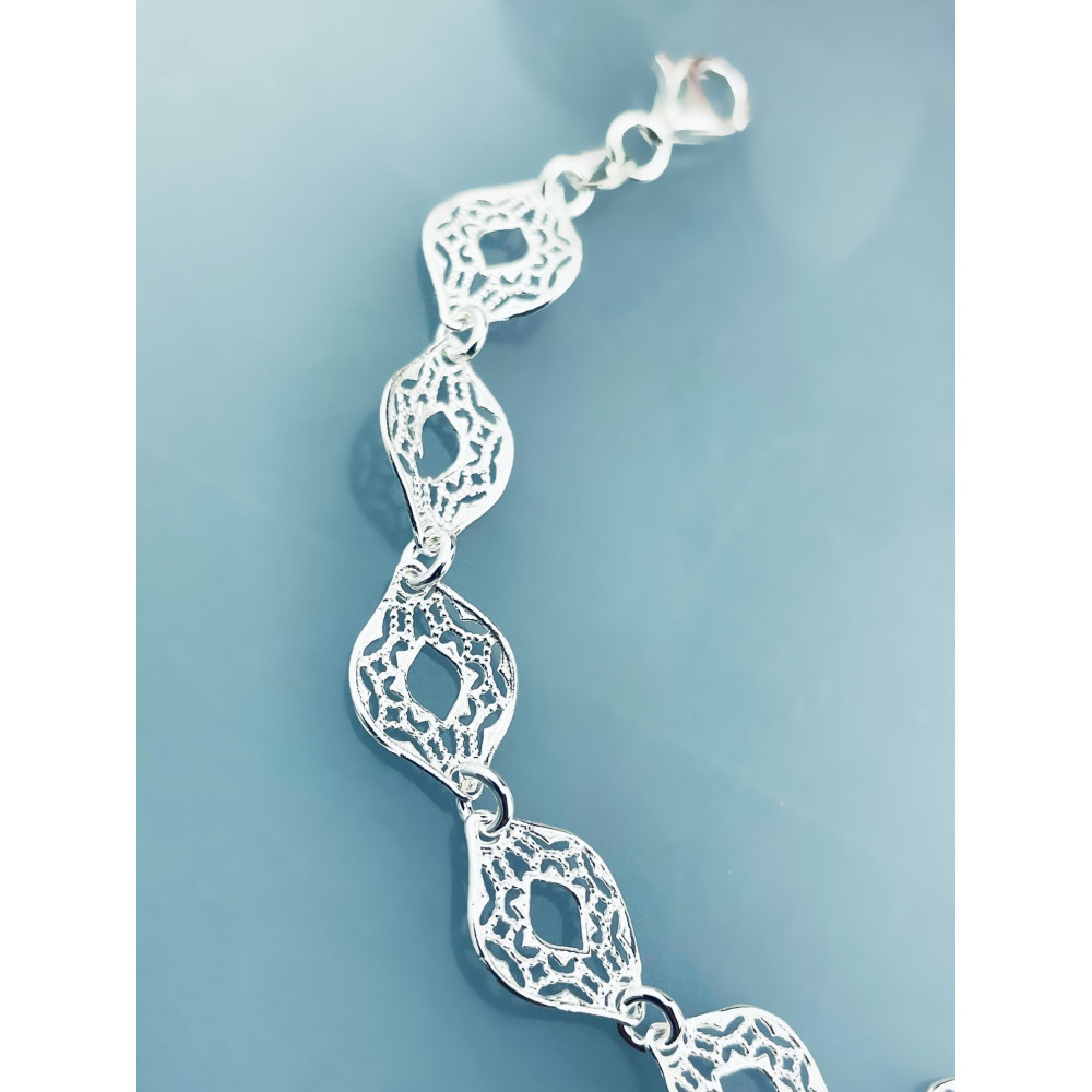 Kopie von Silberarmband 925 filigran - ovale Durchbruch-Elemente