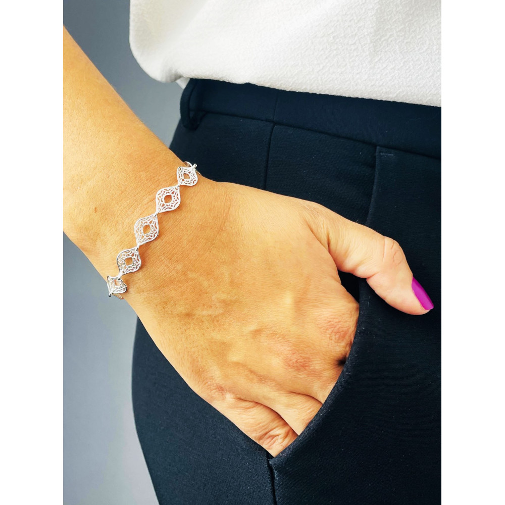 Kopie von Silberarmband 925 filigran - ovale Durchbruch-Elemente