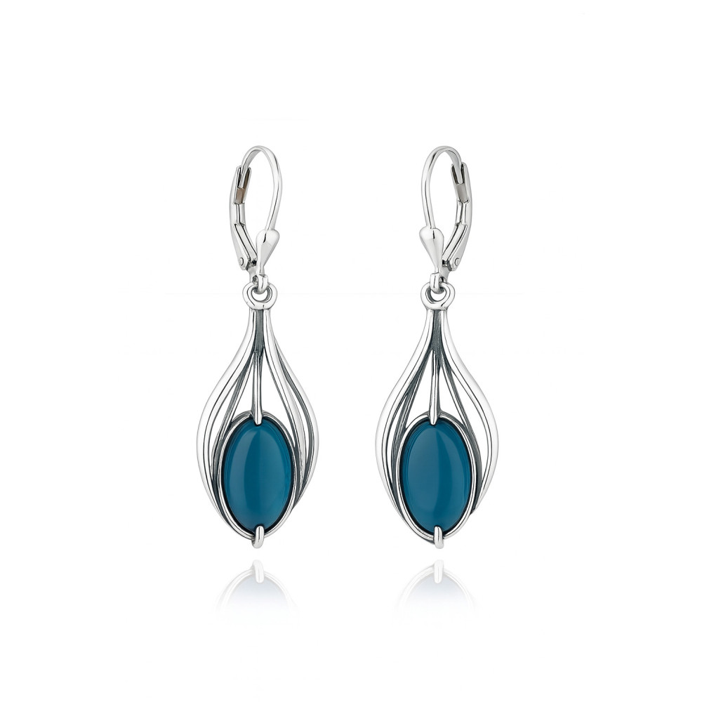 Oval 925 Silber Ohrringe mit Agat