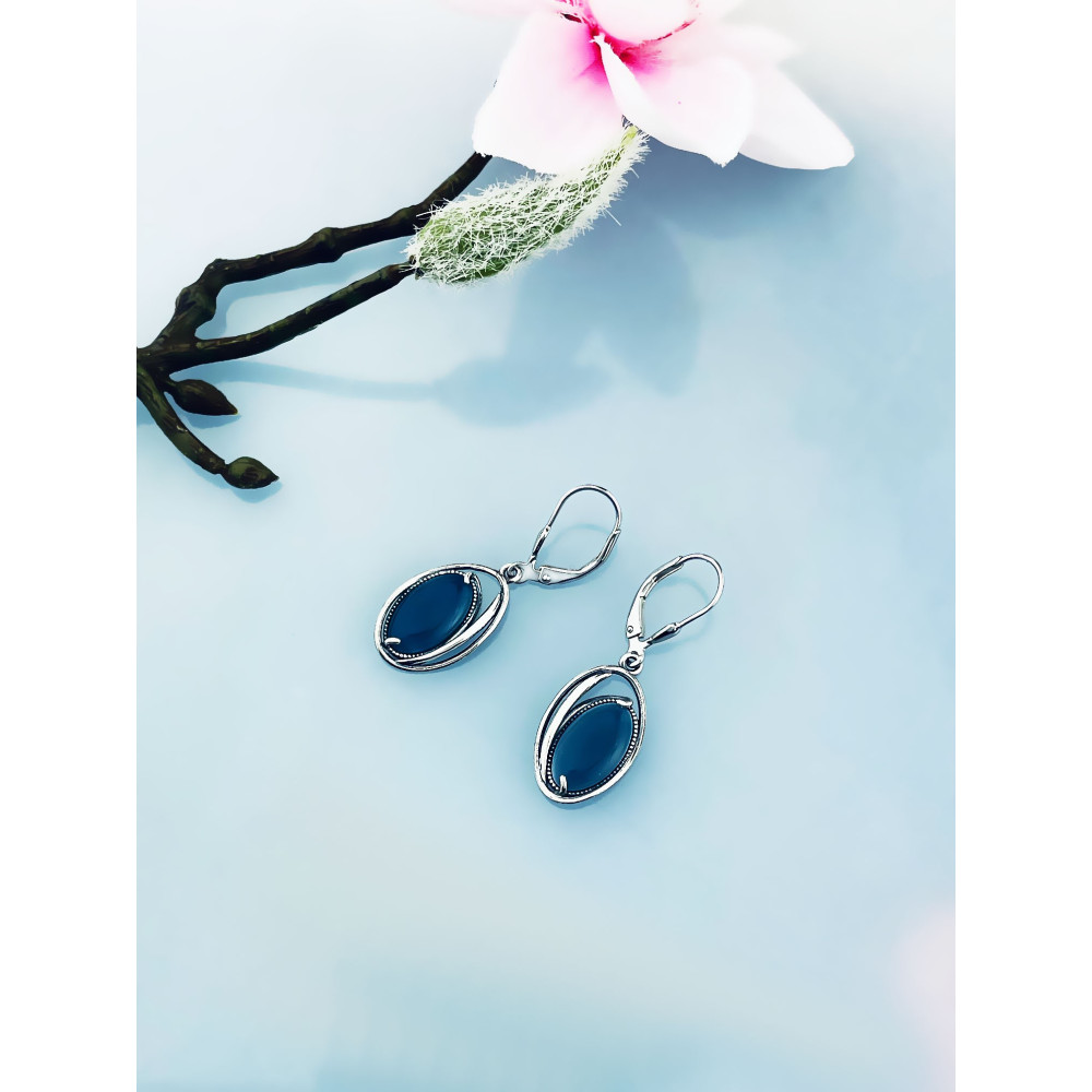 Oval 925 Silber Ohrringe mit Agat