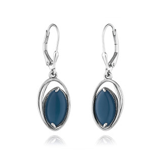 Oval 925 Silber Ohrringe mit Agat