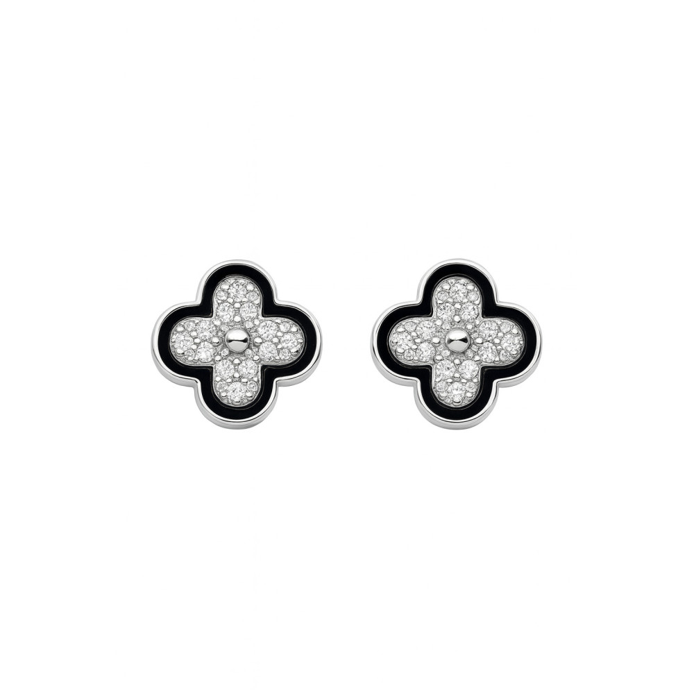 925 Silber Ohrringe Kleeblatt mit Zirkonia