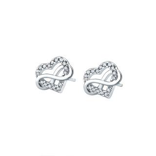 925 Silber Ohrringe Infinity und Herz mit Zirkonia