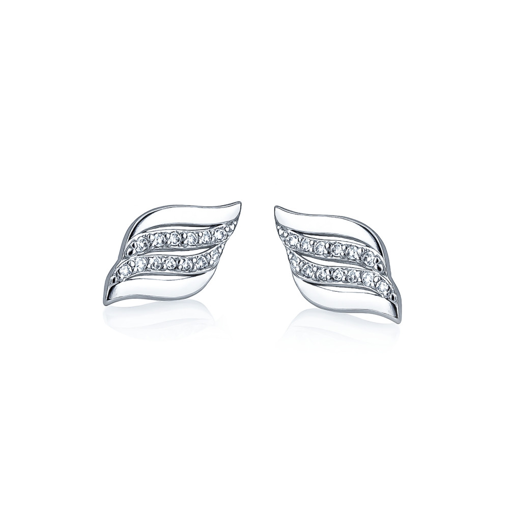 925 Silber Ohrringe Wellen mit Zirkonia