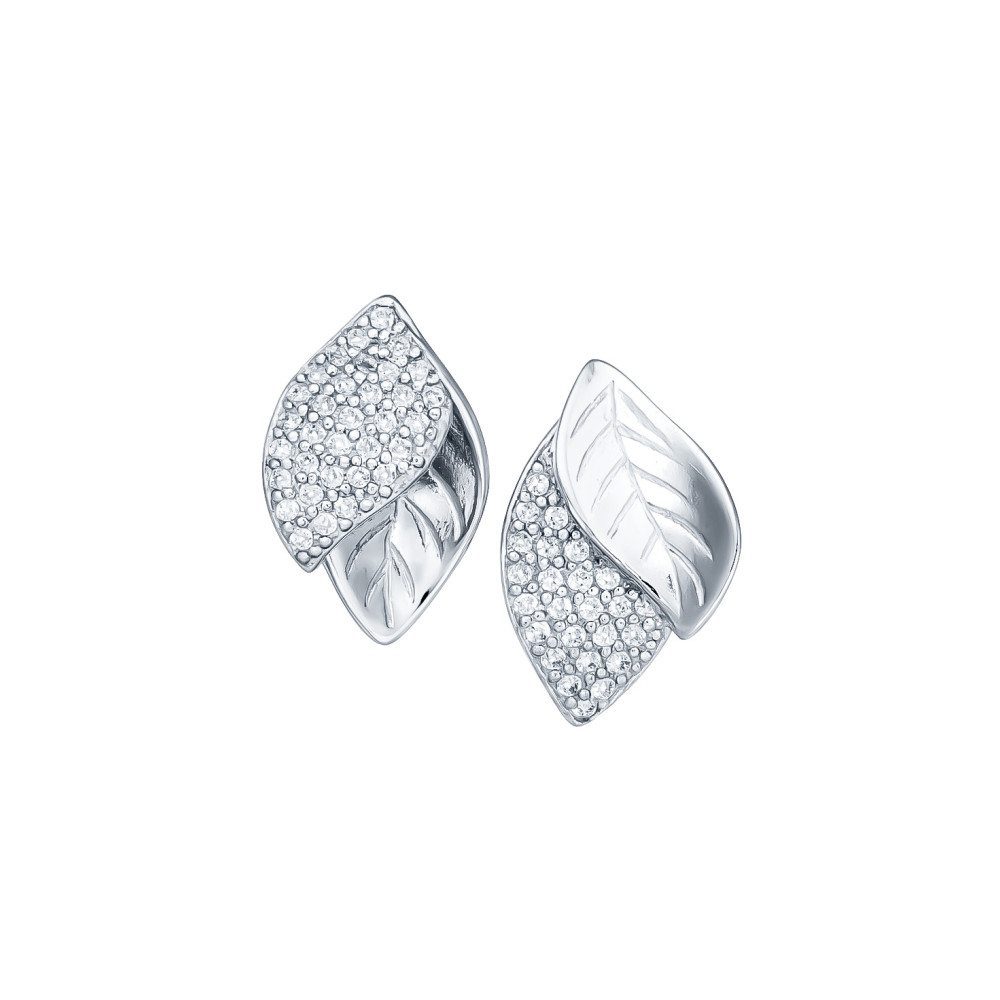 925 Silber Ohrringe Blätter mit Zirkonia