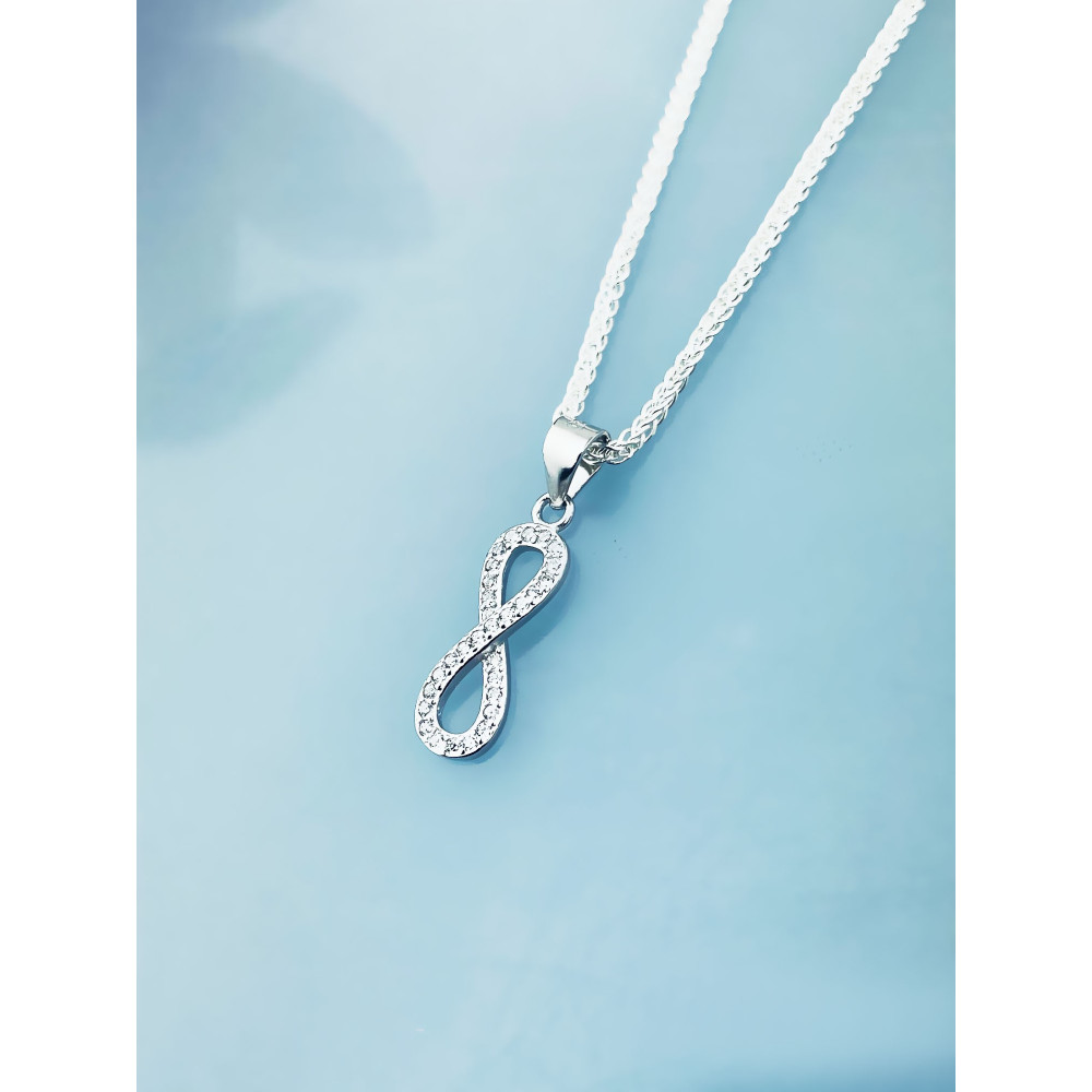925 Silber Damen Medaillon Anhänger Infinity mit Zirkonia