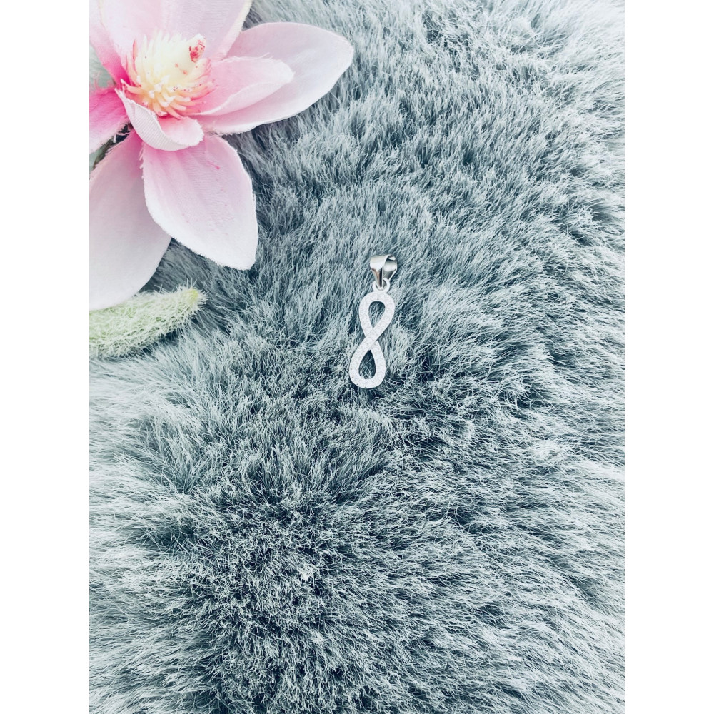 925 Silber Damen Medaillon Anhänger Infinity mit Zirkonia