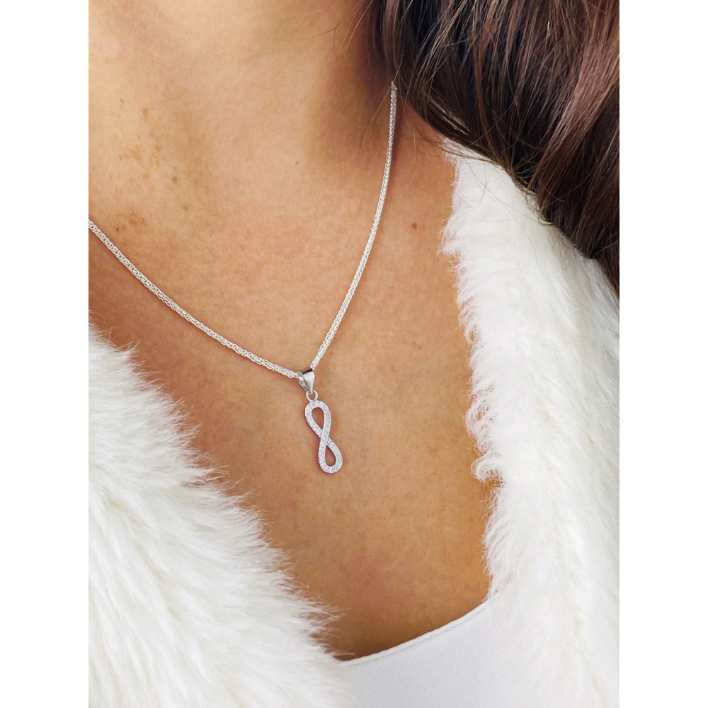 925 Silber Damen Medaillon Anhänger Infinity mit Zirkonia