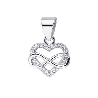 925 Silber Damen Medaillon Anhänger Infinity und Herz mit Zirkonia
