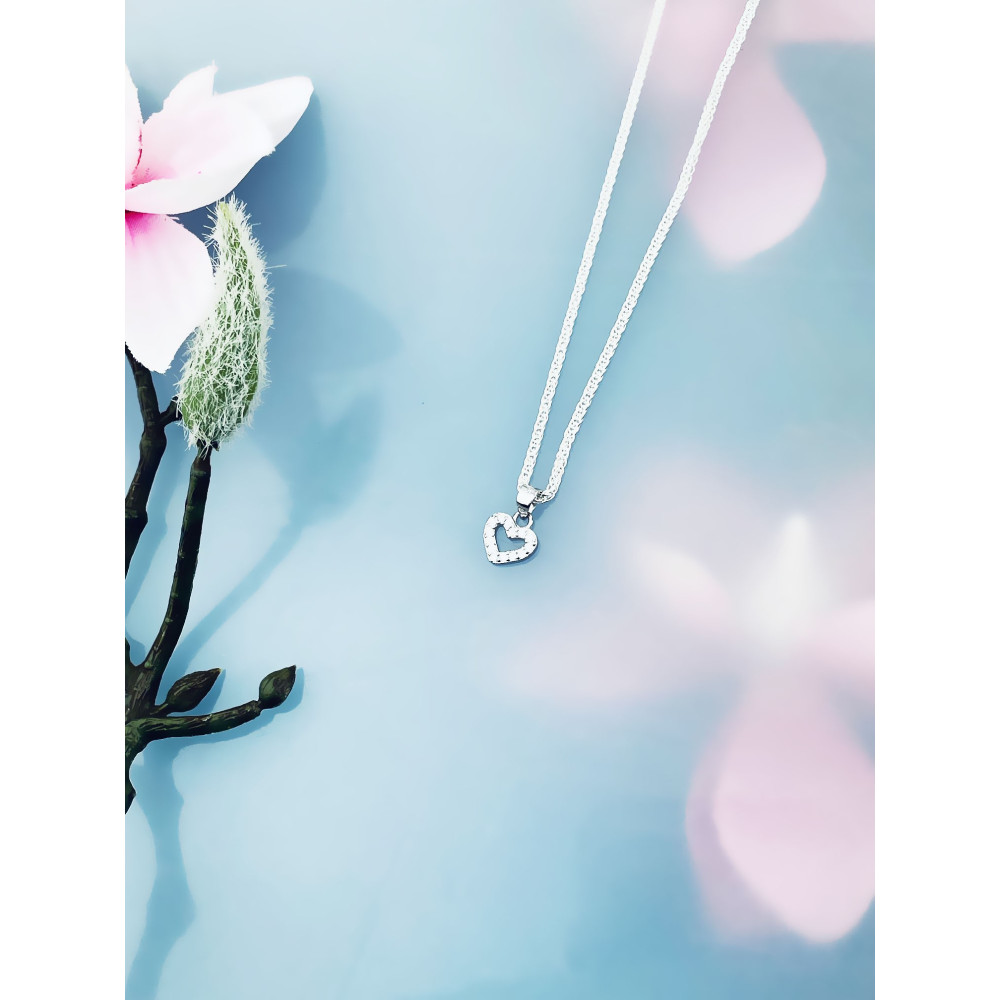 925 Silber Damen Medaillon Anhänger Herz mit Zirkonia