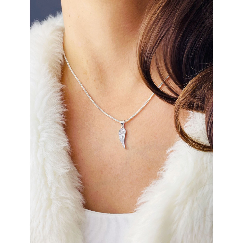 925 Silber Damen Medaillon Anhänger Flügel mit Zirkonia