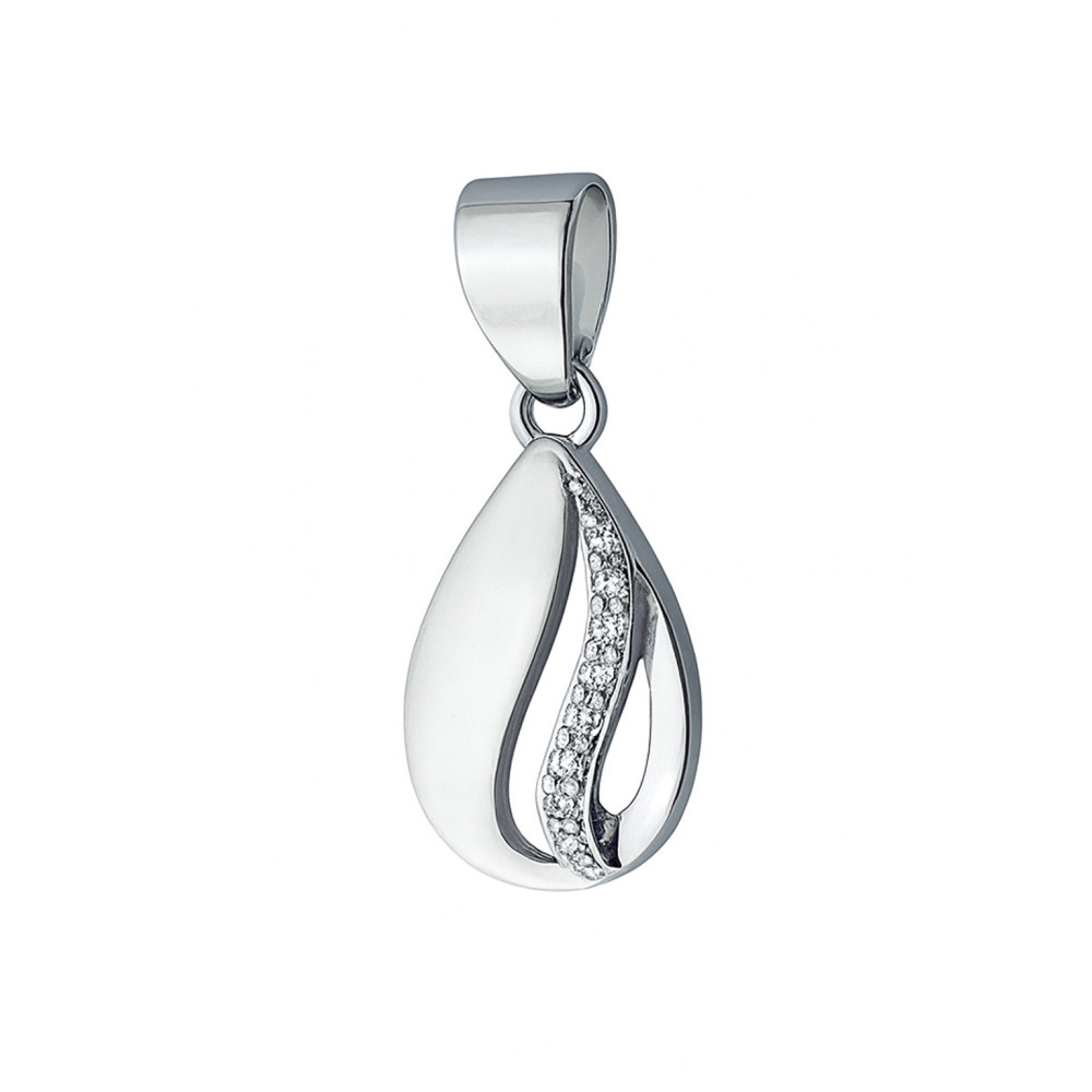 925 Silber Damen Medaillon Anhänger Träne mit Zirkonia