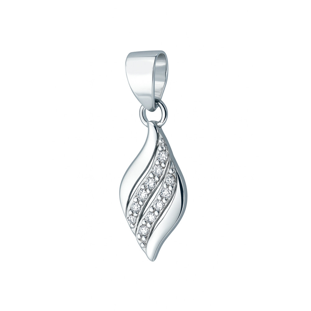 925 Silber Damen Medaillon Anhänger Welle mit Zirkonia