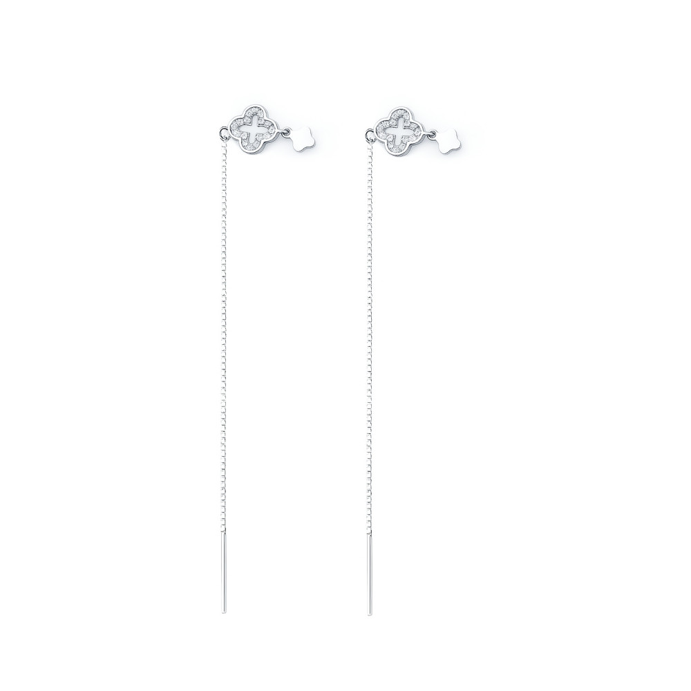 925 Silber Ohrringe Kleeblatt mit Zirkonia