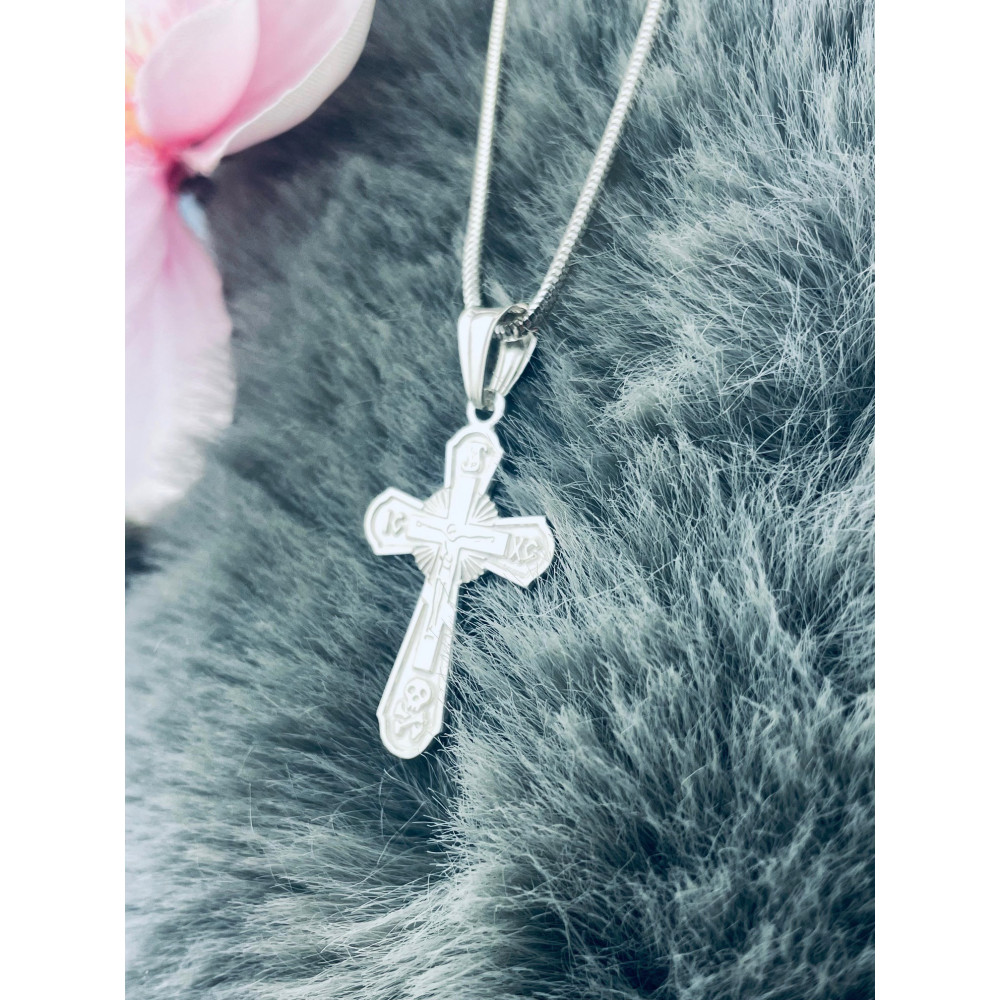 Srebrny krzyżyk prawosławny Pan Jezus