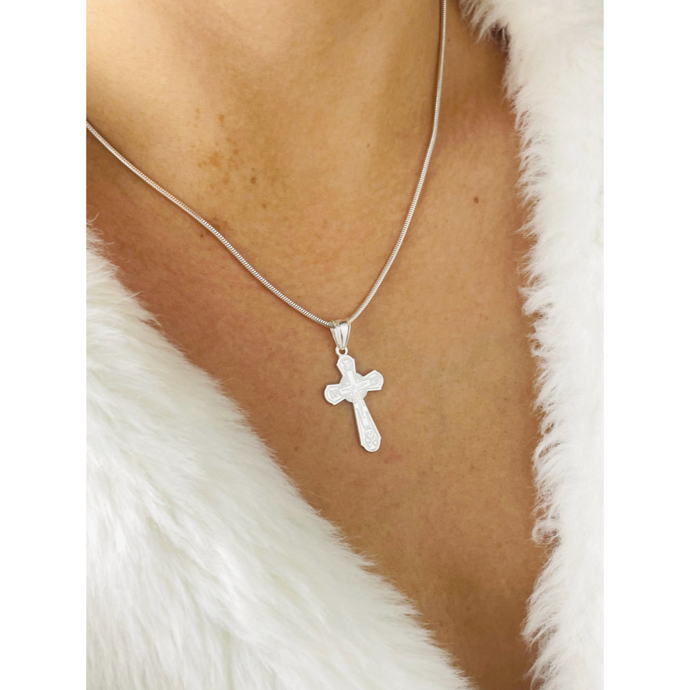 925 Silber Anhänger orthodoxes Kreuz Jesus Christus Taufe