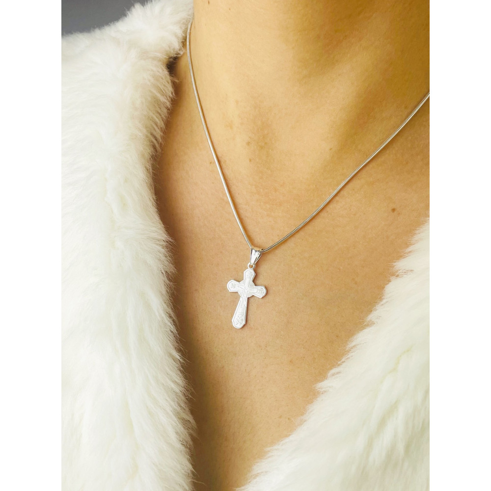 Srebrny krzyżyk prawosławny Pan Jezus