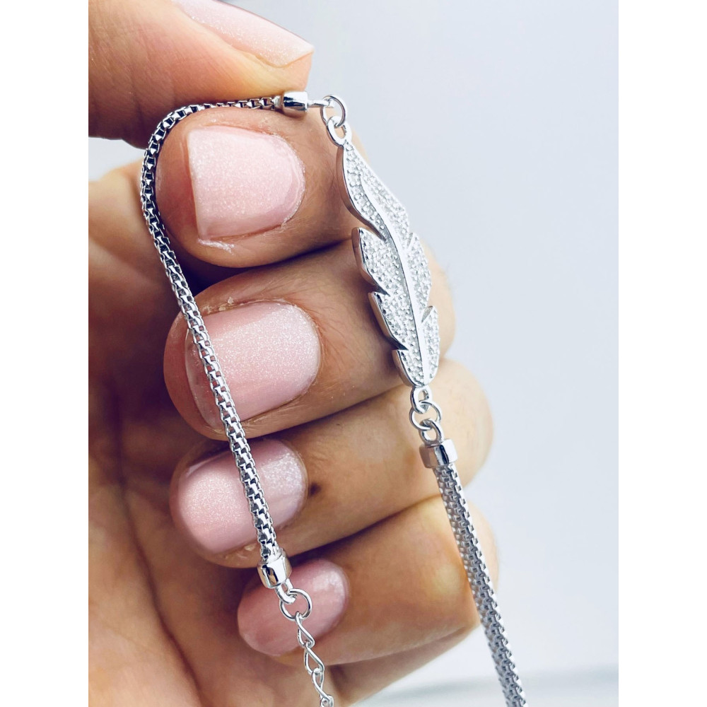 Silberarmband 925 mit Feder mit Zirkonia