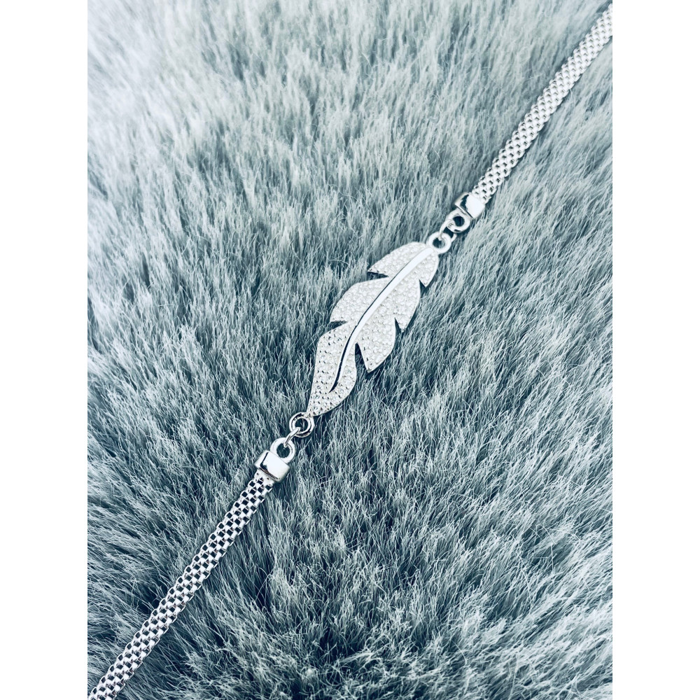 Silberarmband 925 mit Feder mit Zirkonia