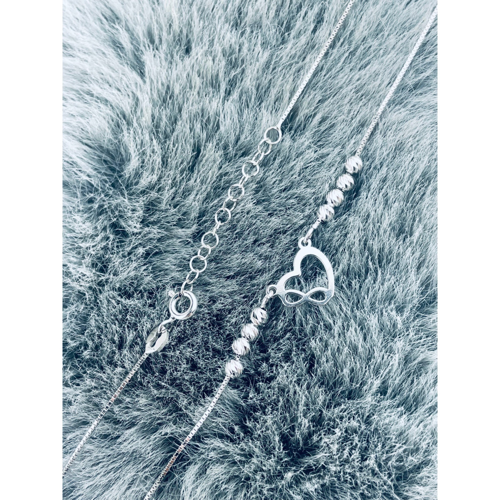 Herz und Infinity 925 Silber Halskette Halsband